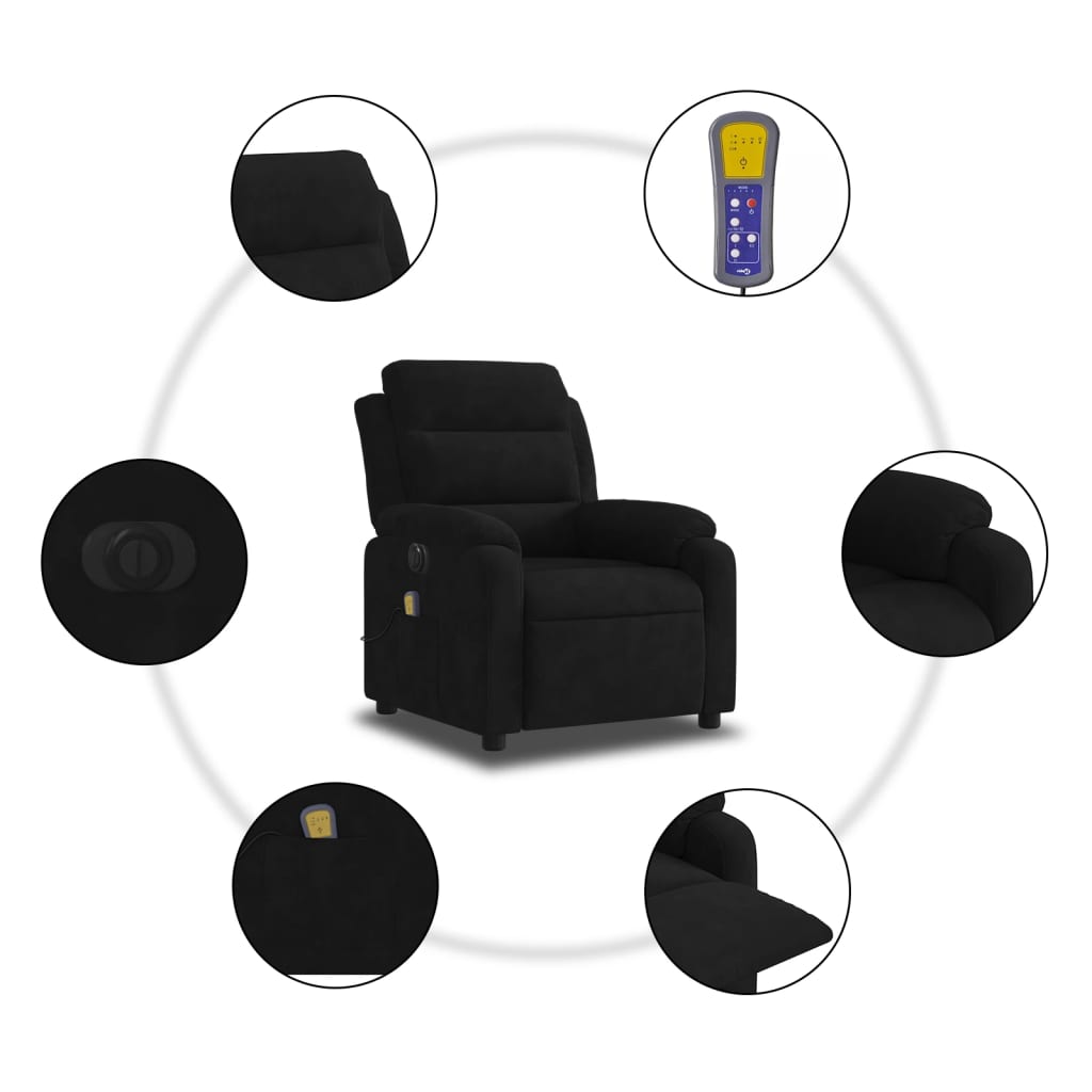 Massagestoel Fluweel Zwart