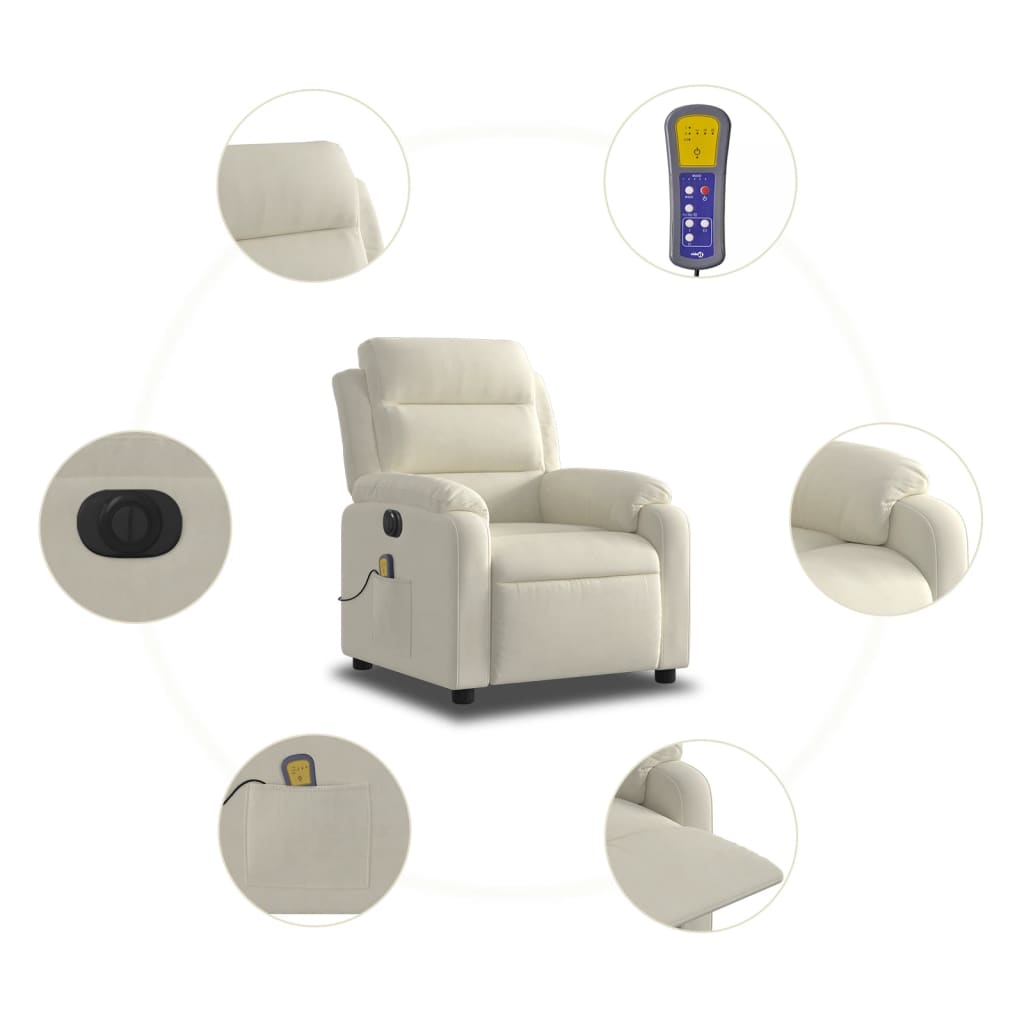 Massagestoel Fluweel Kleurig Crème