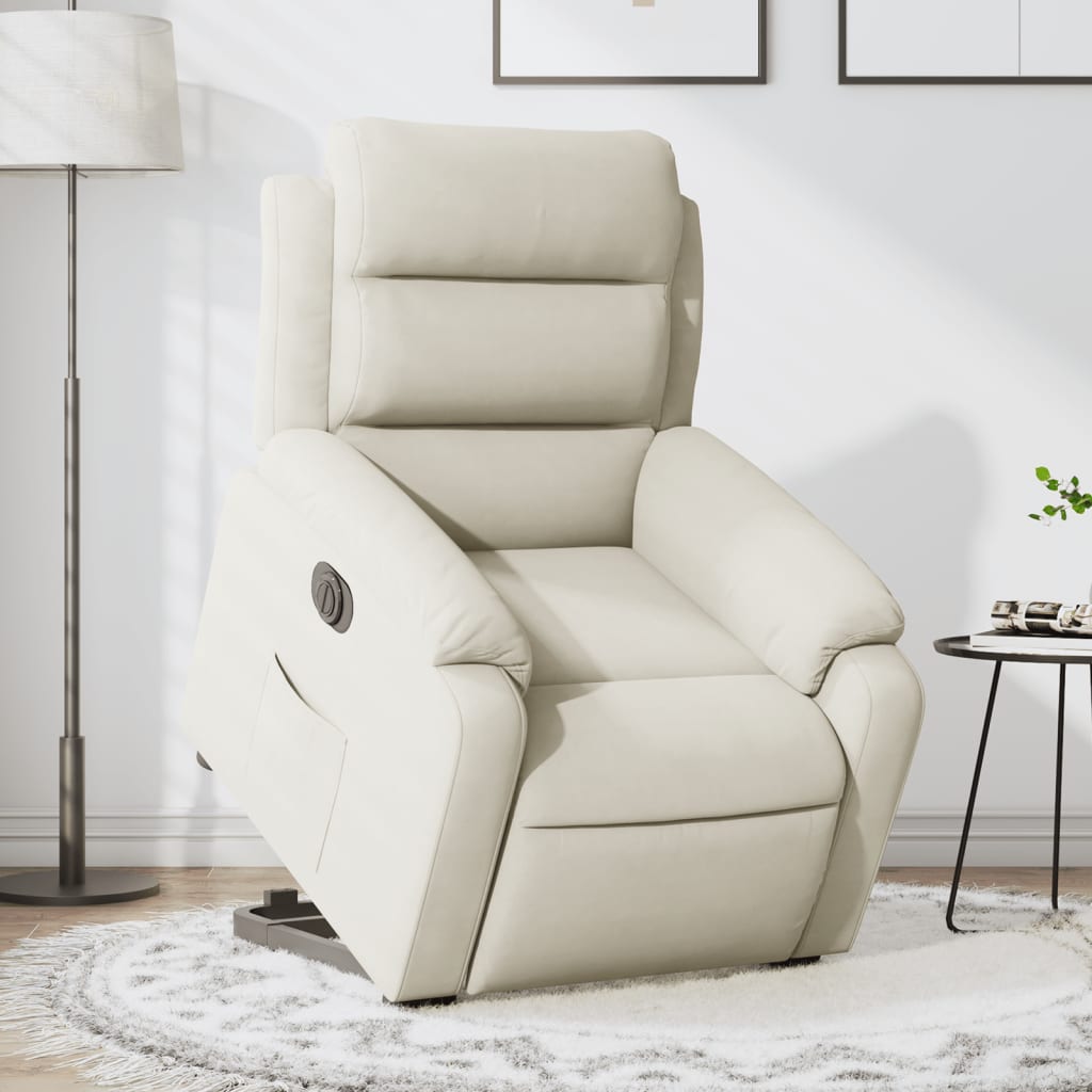 Sta-Op-Massagestoel Fluweel Kleurig Crème