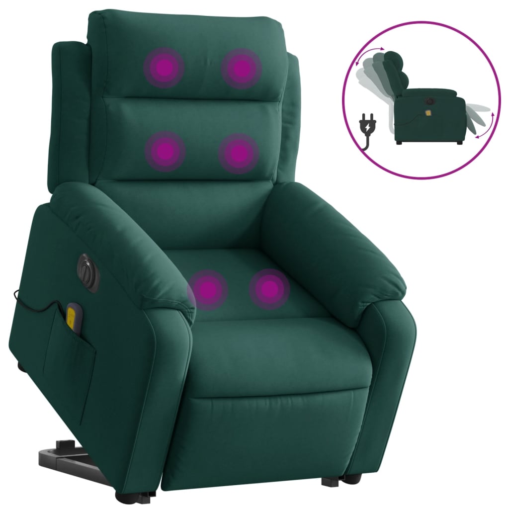 Sta-Op-Massagestoel Fluweel Donkergroen