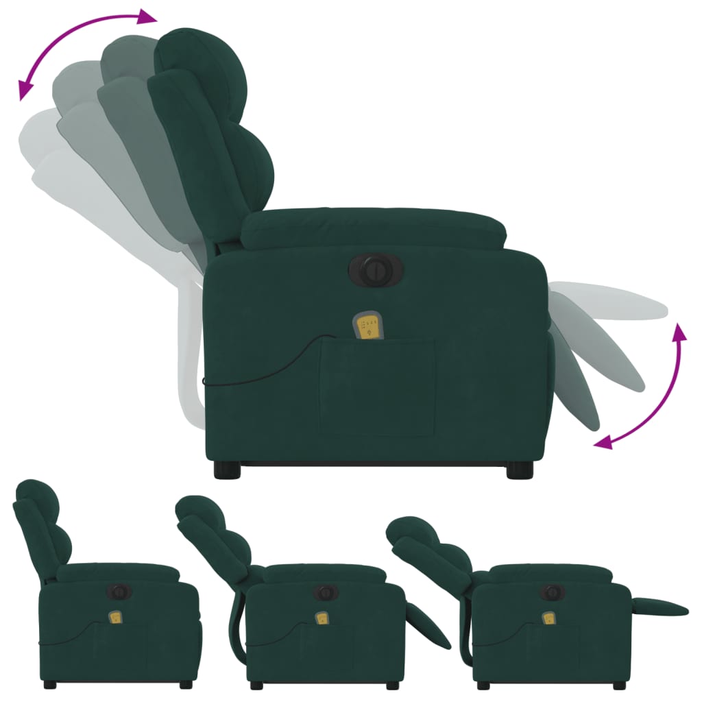 Sta-Op-Massagestoel Fluweel Donkergroen