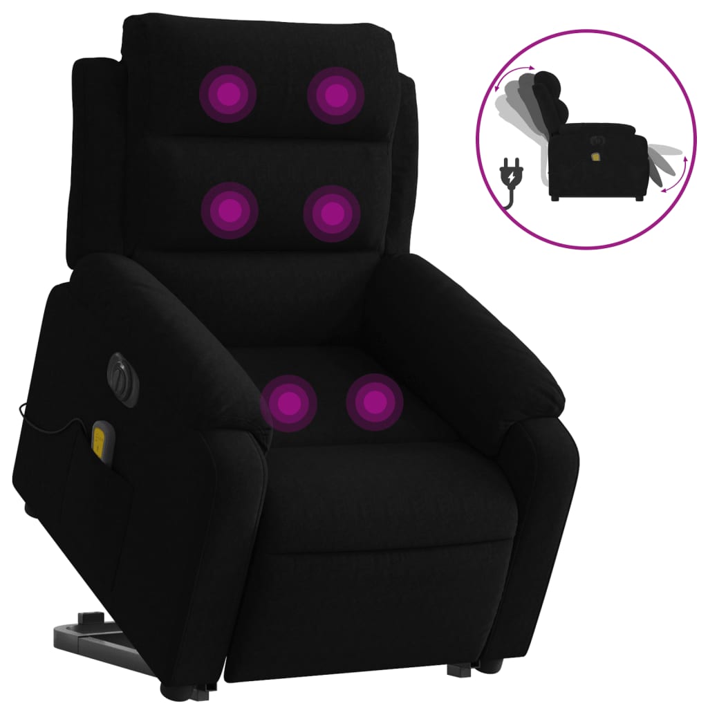 Sta-Op-Massagestoel Fluweel Zwart