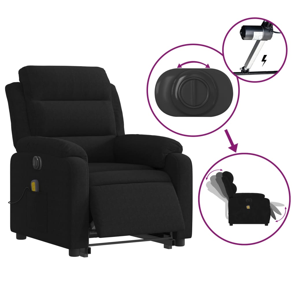 Sta-Op-Massagestoel Fluweel Zwart