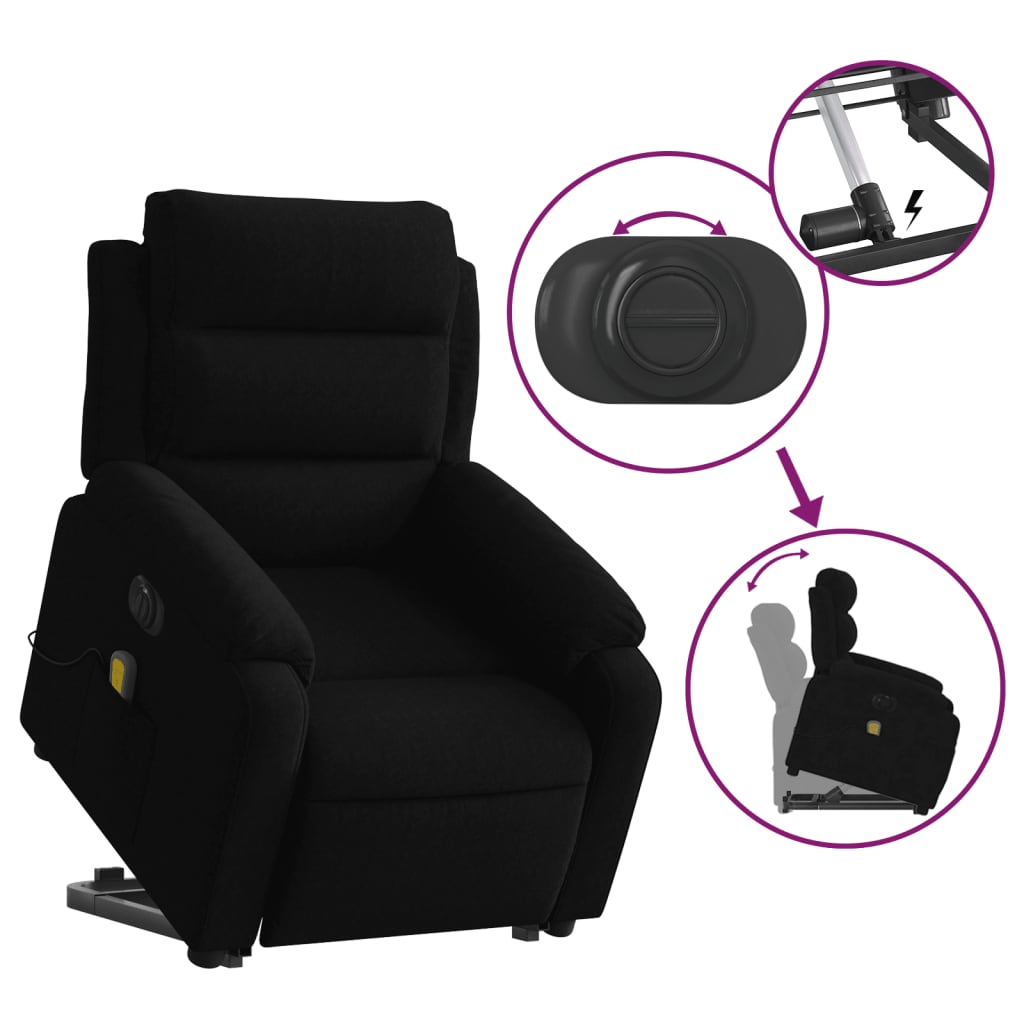 Sta-Op-Massagestoel Fluweel Zwart