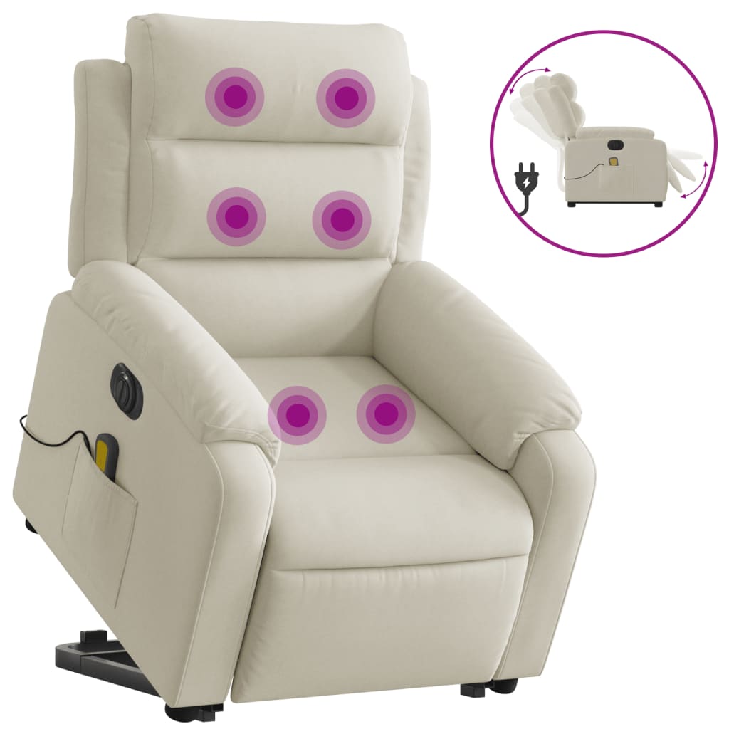 Sta-Op-Massagestoel Fluweel Kleurig Crème