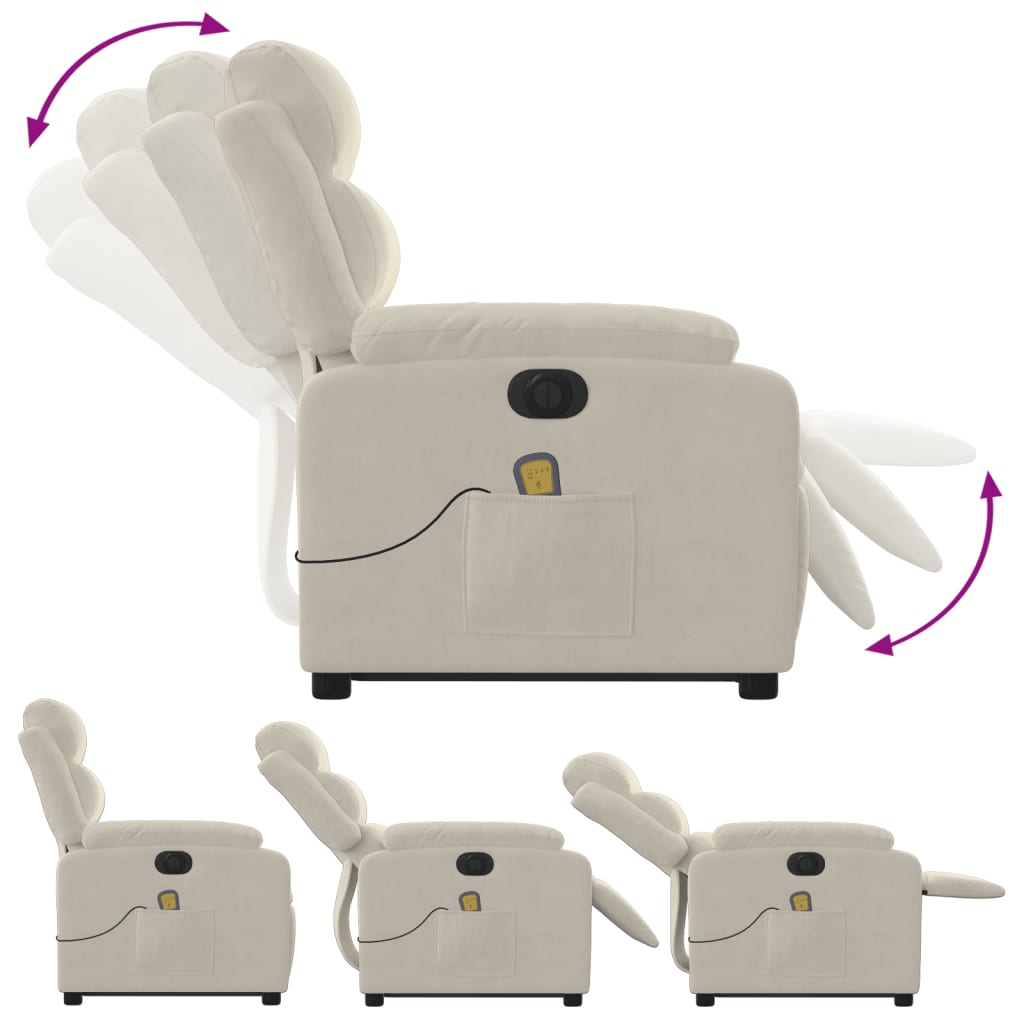 Sta-Op-Massagestoel Fluweel Kleurig Crème