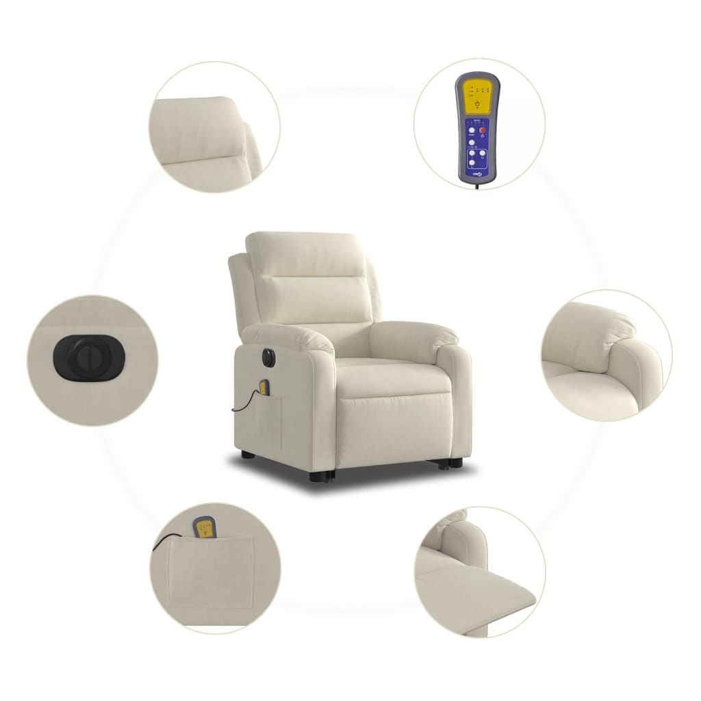 Sta-Op-Massagestoel Fluweel Kleurig Crème