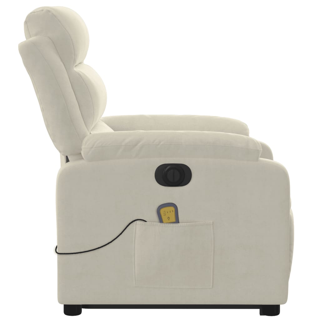 Sta-Op-Massagestoel Fluweel Kleurig Crème