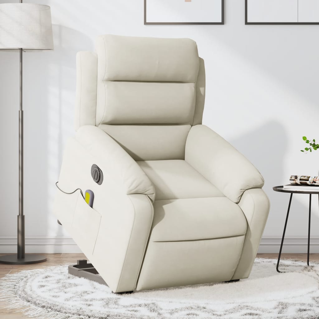Sta-Op-Massagestoel Fluweel Kleurig Crème