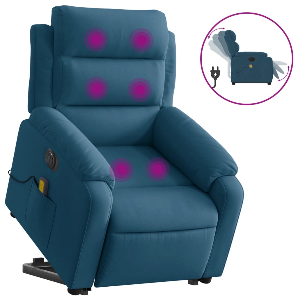 Sta-Op-Massagestoel Fluweel Blauw