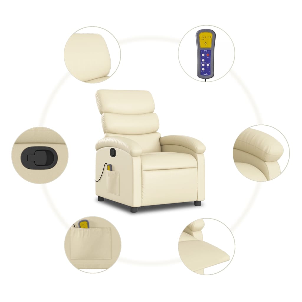 Massagestoel Van Kunstleer In Kleur Crème