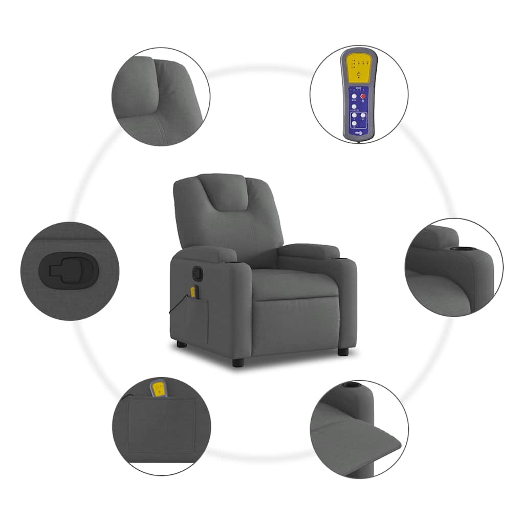 Massagestoel In Donkergrijze Stof