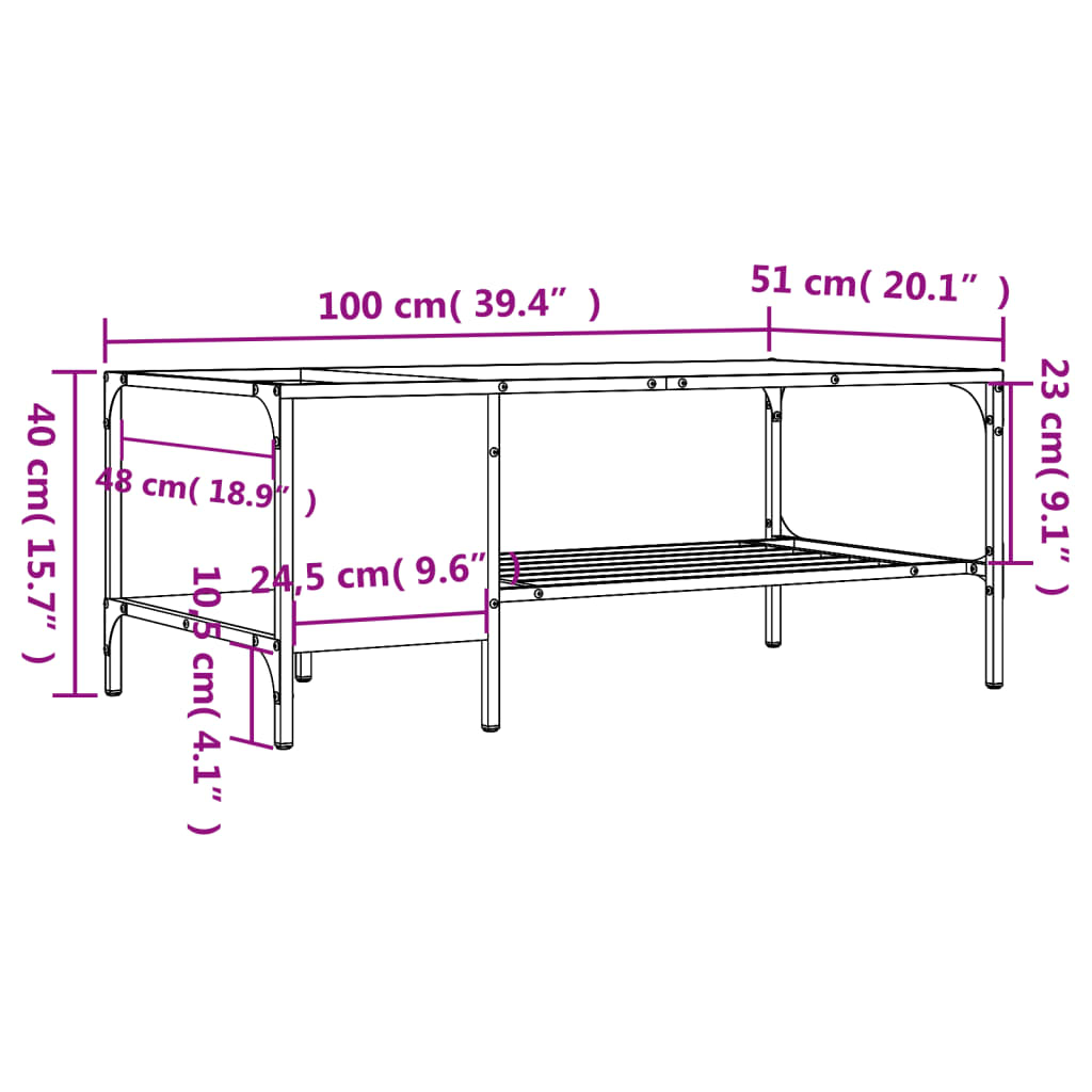 Salontafel Met Rek 100X51X40 Cm Bewerkt Hout Kleur