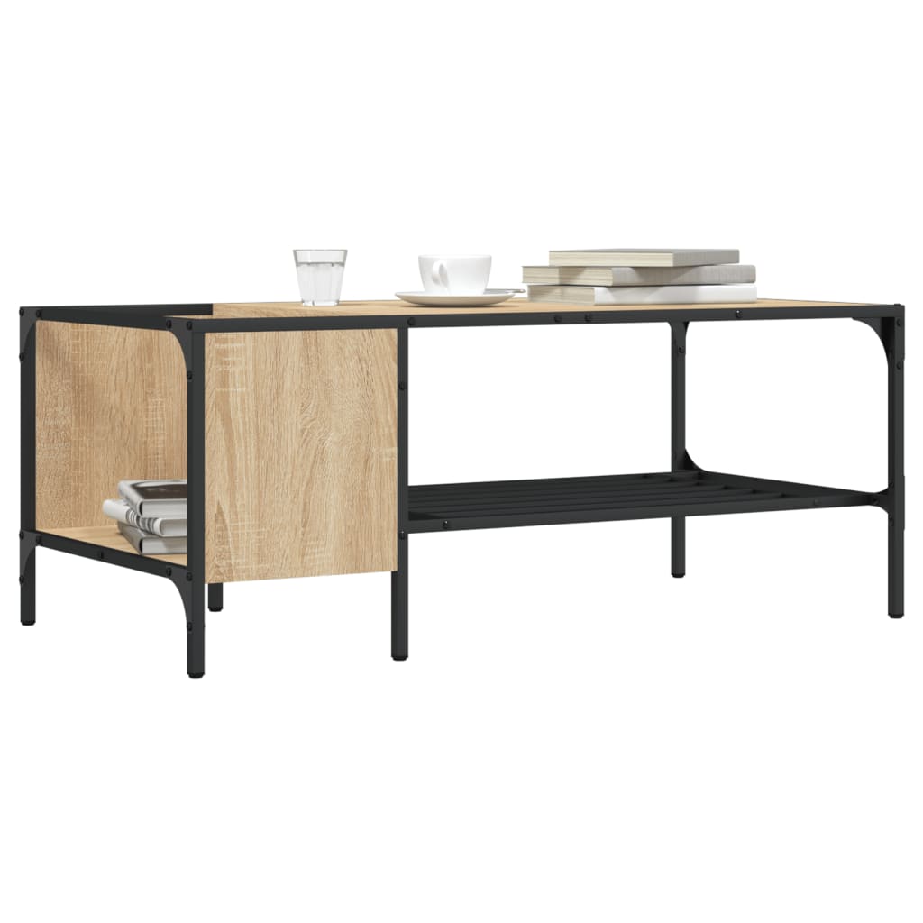 Salontafel Met Rek 100X51X40 Cm Bewerkt Hout Kleur