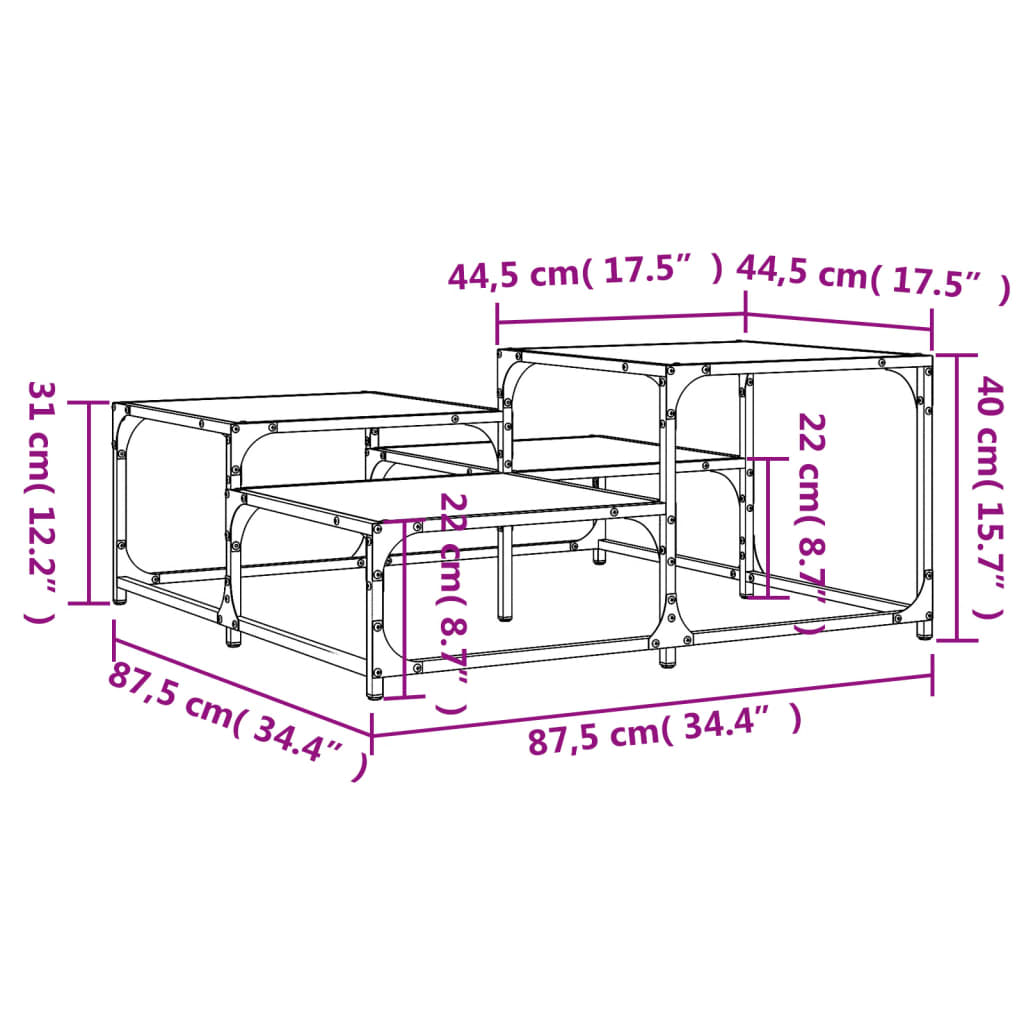 Salontafel 87,5X87,5X40 Cm Bewerkt Hout