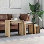3-Delige Tafeltjesset Bewerkt Hout