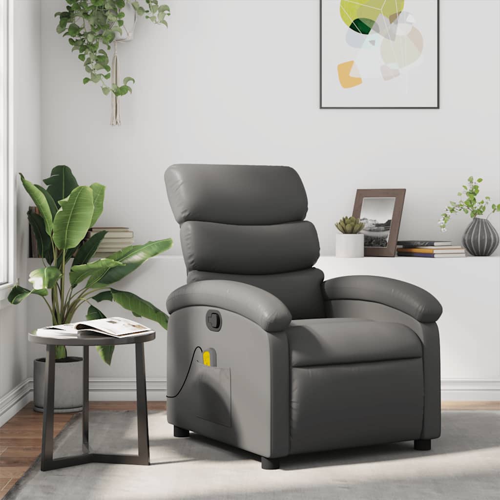 Massagestoel Verstelbaar Kunstleer Grijs