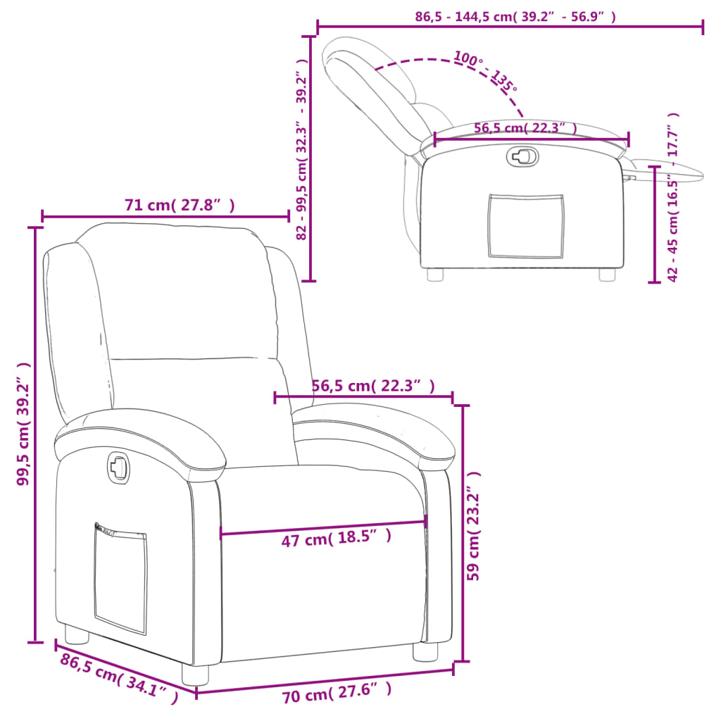 Fauteuil Verstelbaar Kunstleer Rood