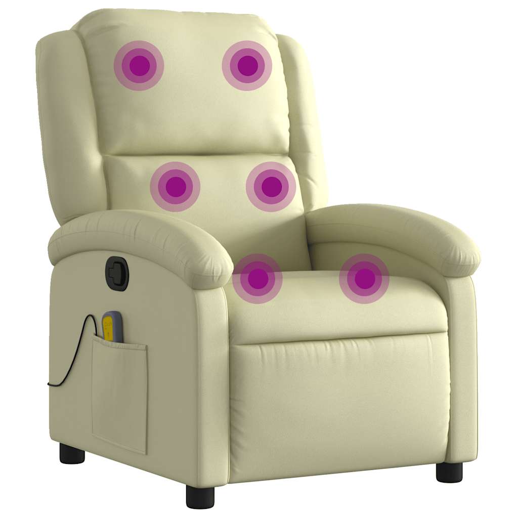 Massagestoel Echt Leer Kleurig Crème