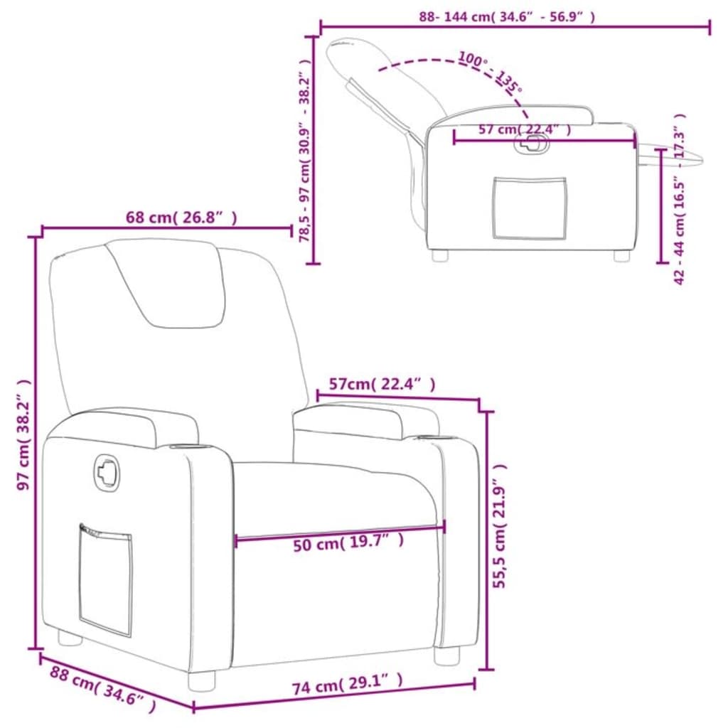 Fauteuil Verstelbaar Stof Bruin