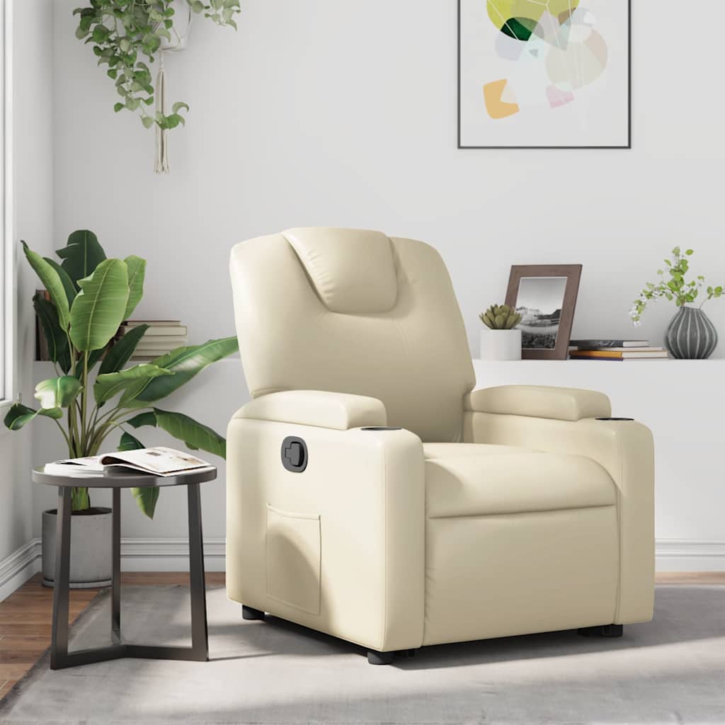 Fauteuil Verstelbaar Kunstleer Kleurig Crème