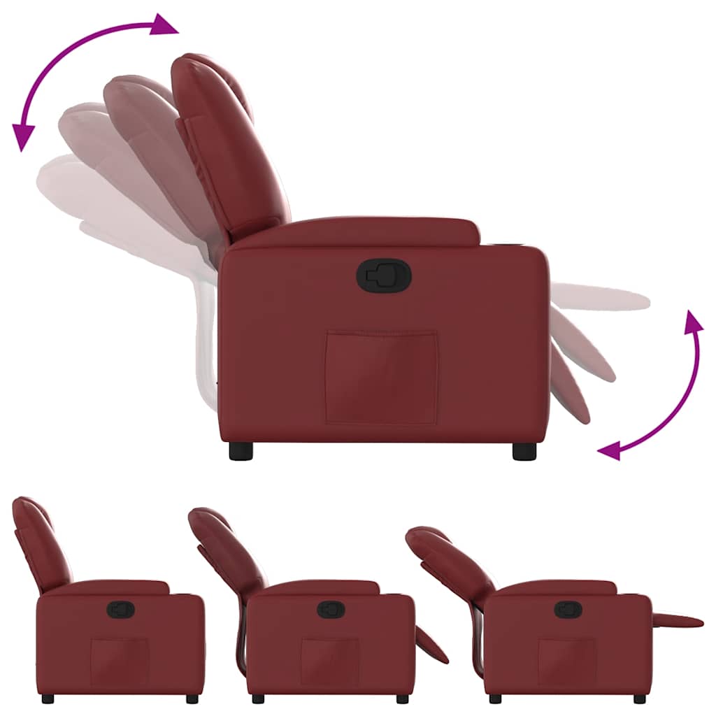 Fauteuil Verstelbaar Kunstleer Wijnrood