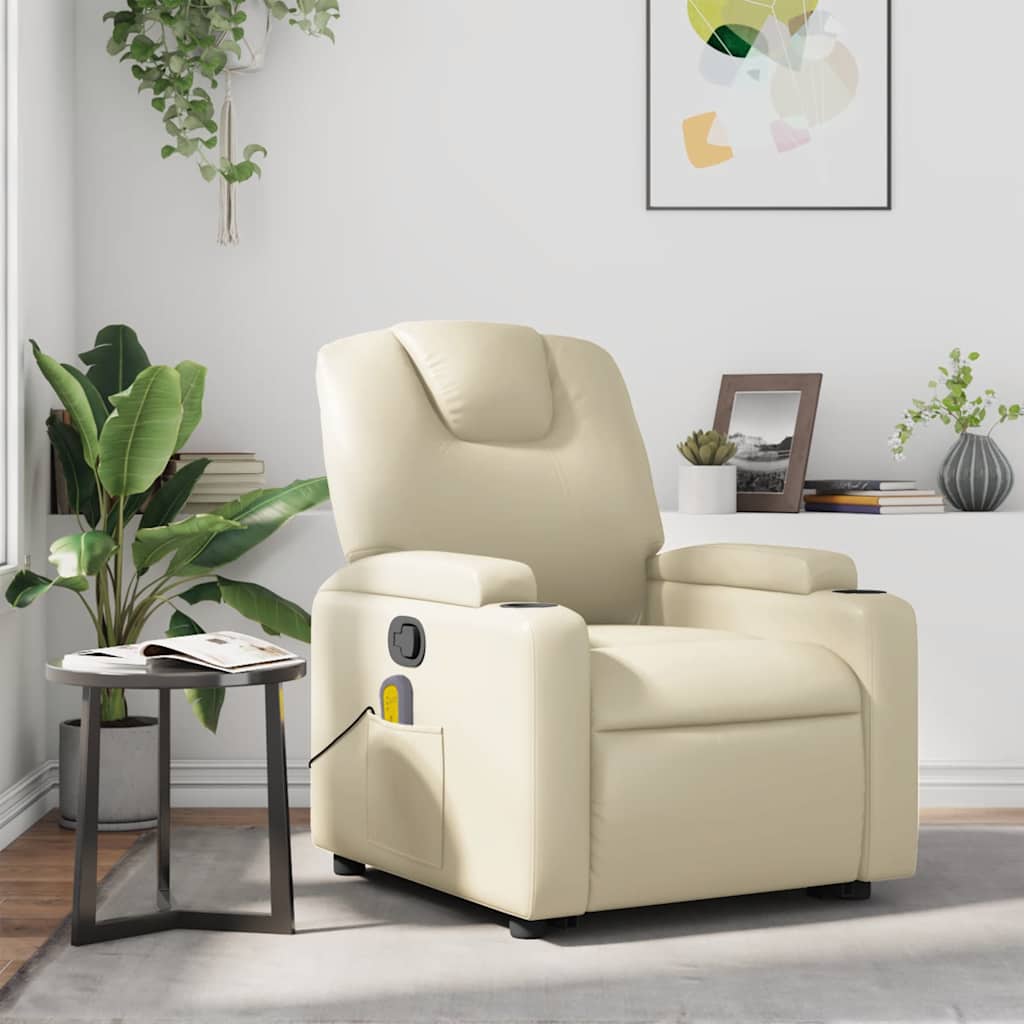 Fauteuil Verstelbaar Kunstleer Kleurig Crème