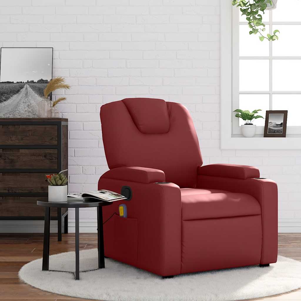 Fauteuil Verstelbaar Kunstleer Wijnrood