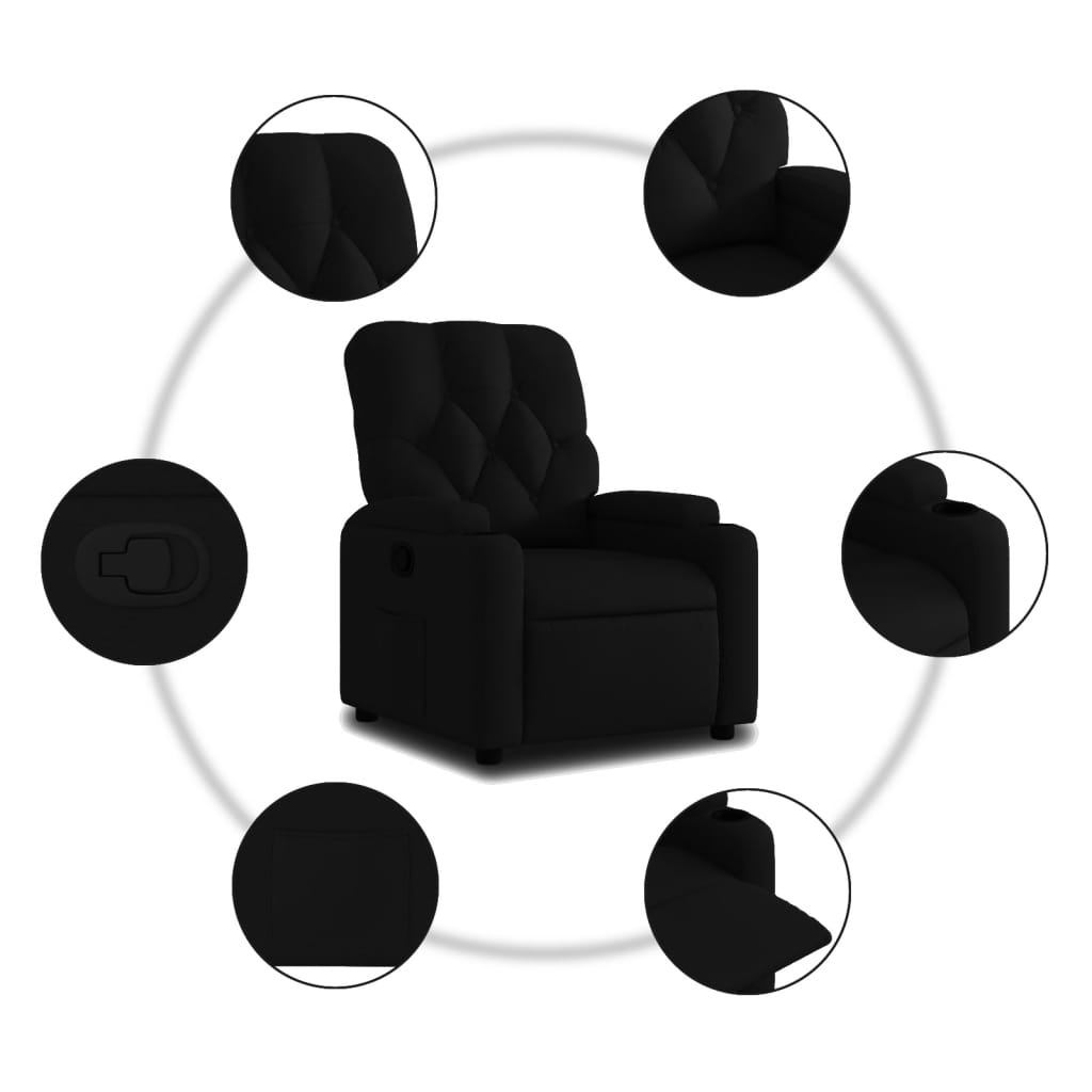 Fauteuil Verstelbaar Stof Zwart