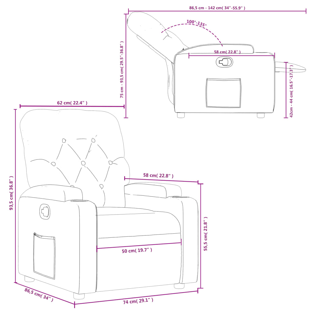 Fauteuil Verstelbaar Stof Bruin