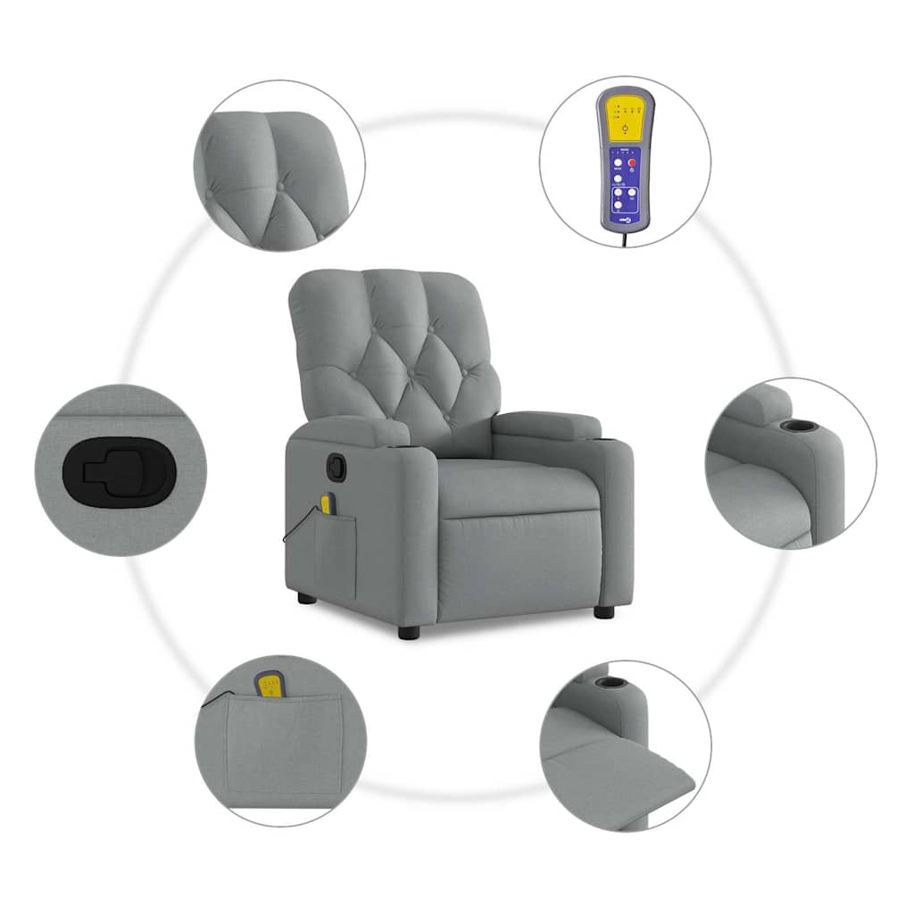 Massagestoel Verstelbaar Stof Lichtgrijs