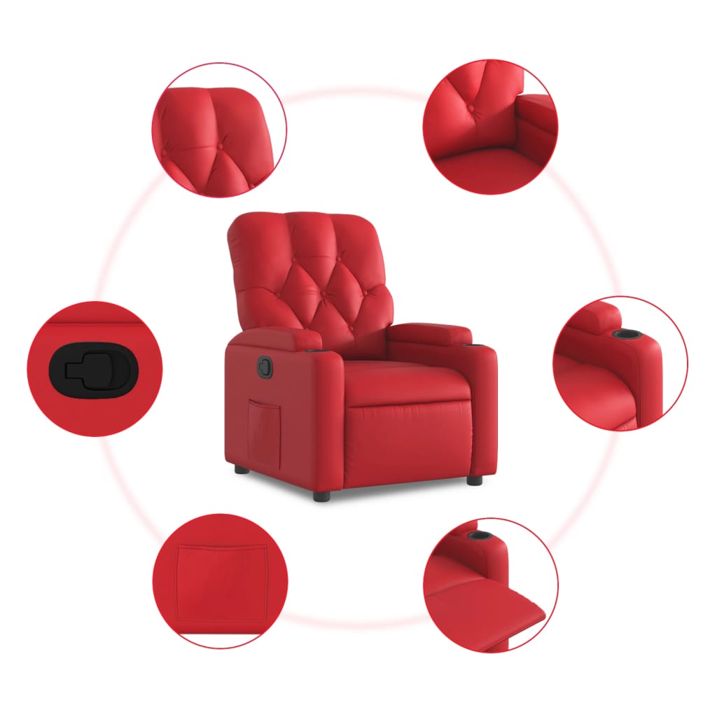 Fauteuil Verstelbaar Kunstleer Rood