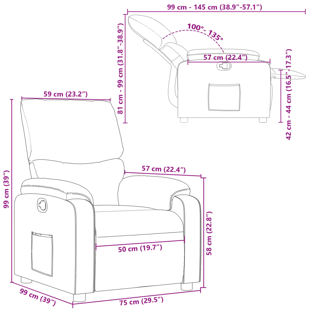 Fauteuil Verstelbaar Kunstleer Zwart