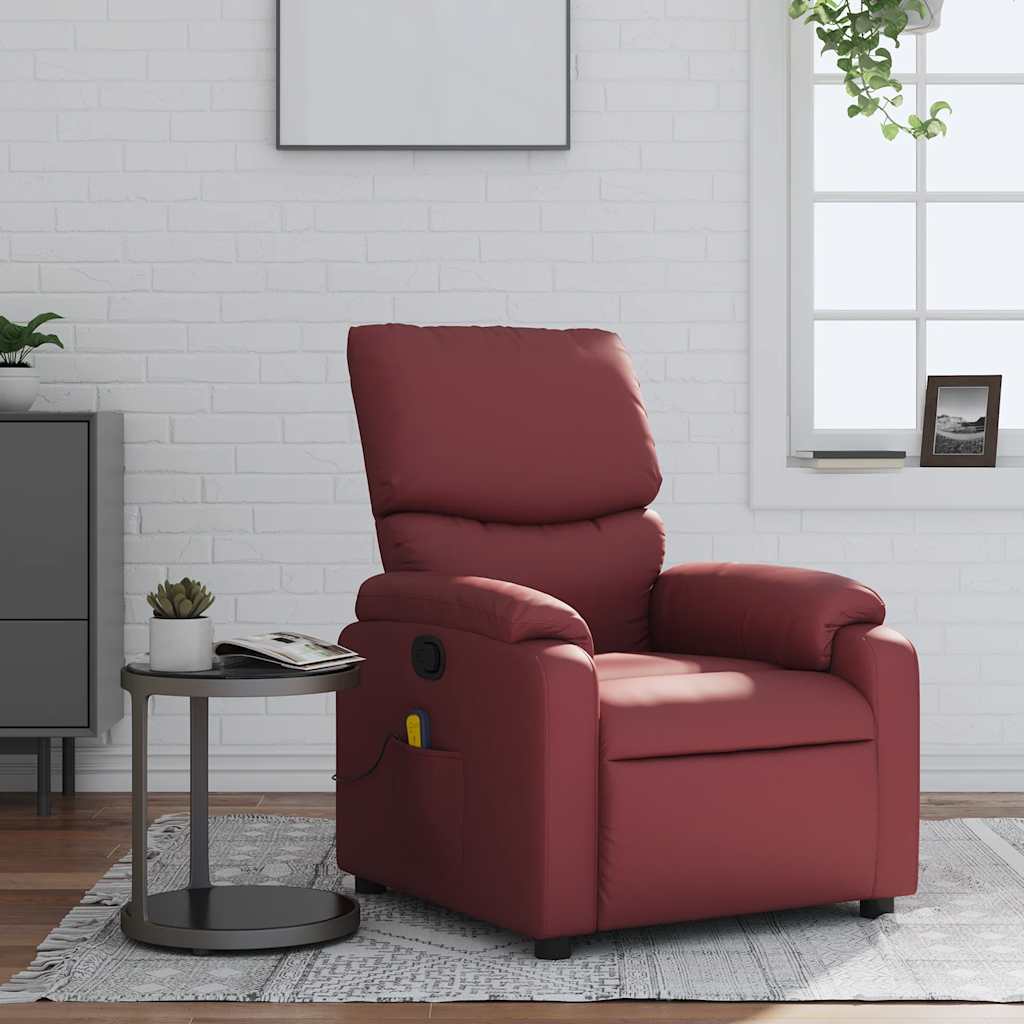 Fauteuil Verstelbaar Kunstleer Wijnrood