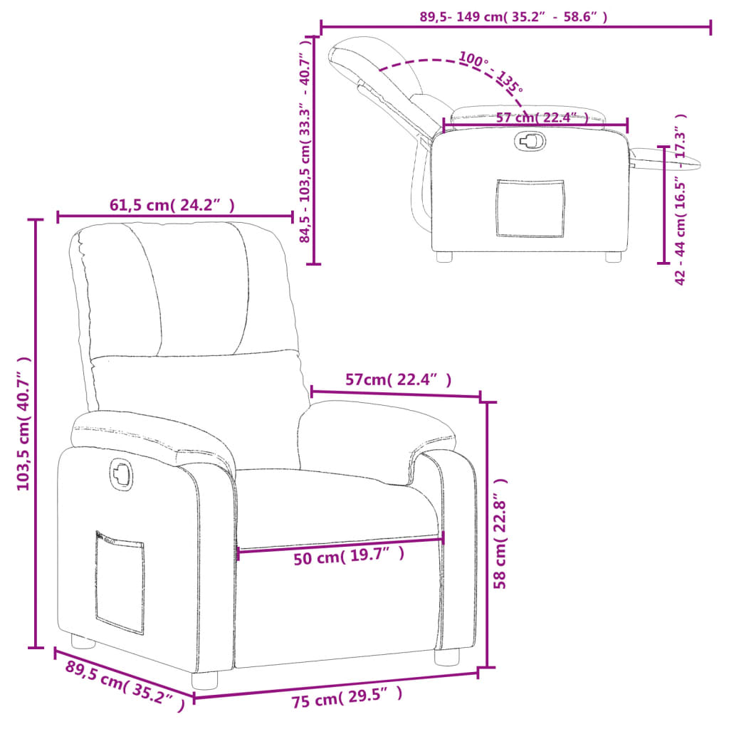 Fauteuil Verstelbaar Microvezelstof Taupe