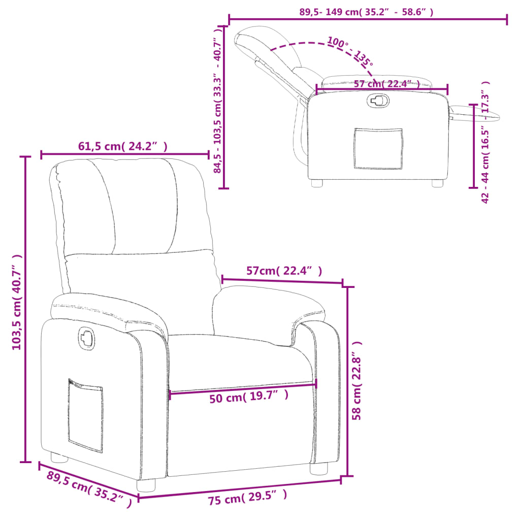 Fauteuil Verstelbaar Microvezelstof Lichtgrijs