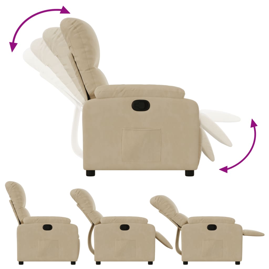 Fauteuil Verstelbaar Microvezelstof Kleurig Crème