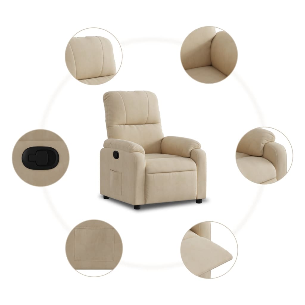 Fauteuil Verstelbaar Microvezelstof Kleurig Crème