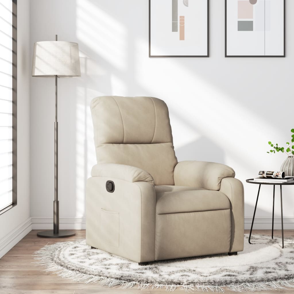 Fauteuil Verstelbaar Microvezelstof Kleurig Crème