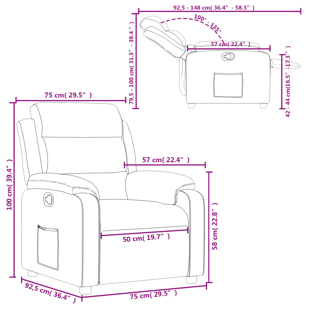 Fauteuil Verstelbaar Stof Bruin