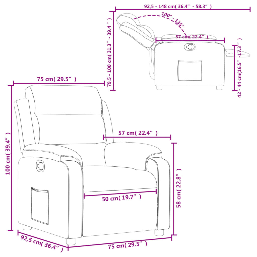 Fauteuil Verstelbaar Stof Donkerbruin