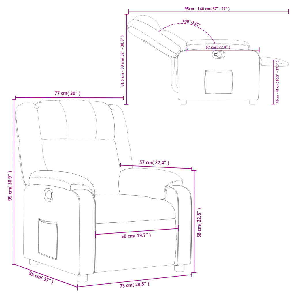 Fauteuil Verstelbaar Kunstleer Rood