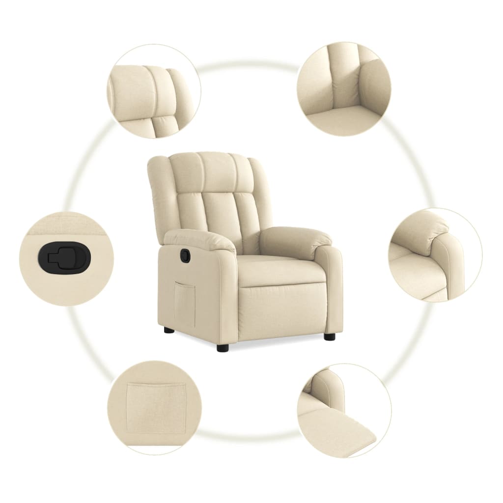 Fauteuil Verstelbaar Stof Kleurig Crème