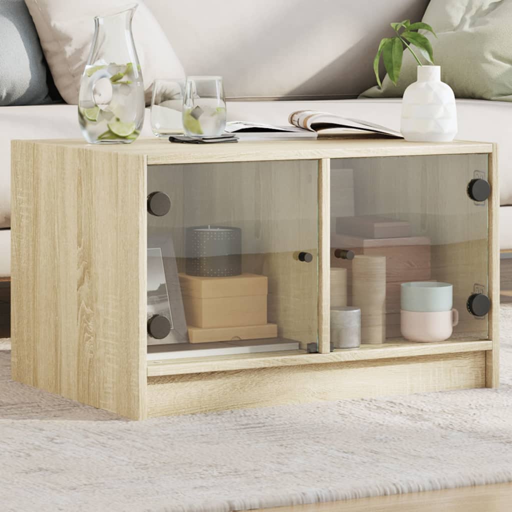 Salontafel Met Glazen Deuren 68X50X42 Cm