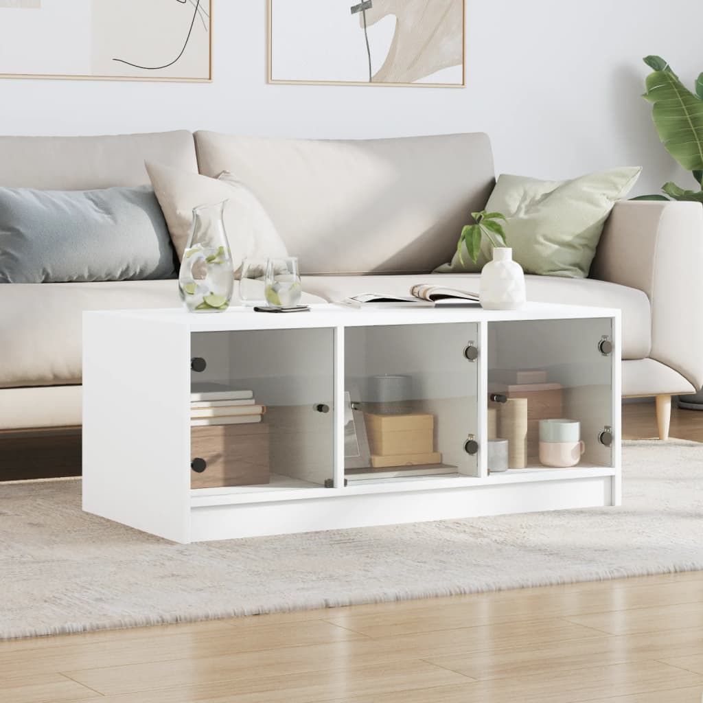 Salontafel Met Glazen Deuren 102X50X42 Cm
