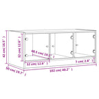 Salontafel Met Glazen Deuren 102X50X42 Cm
