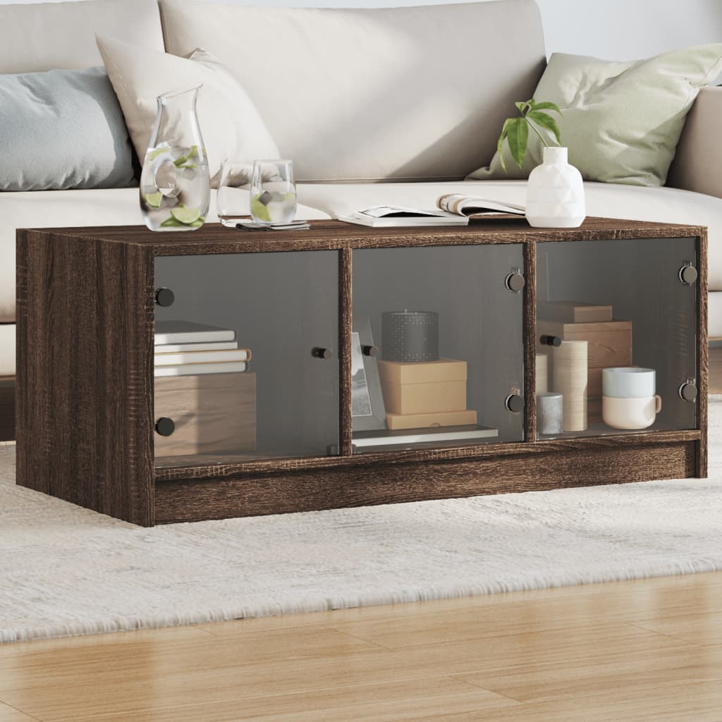 Salontafel Met Glazen Deuren 102X50X42 Cm