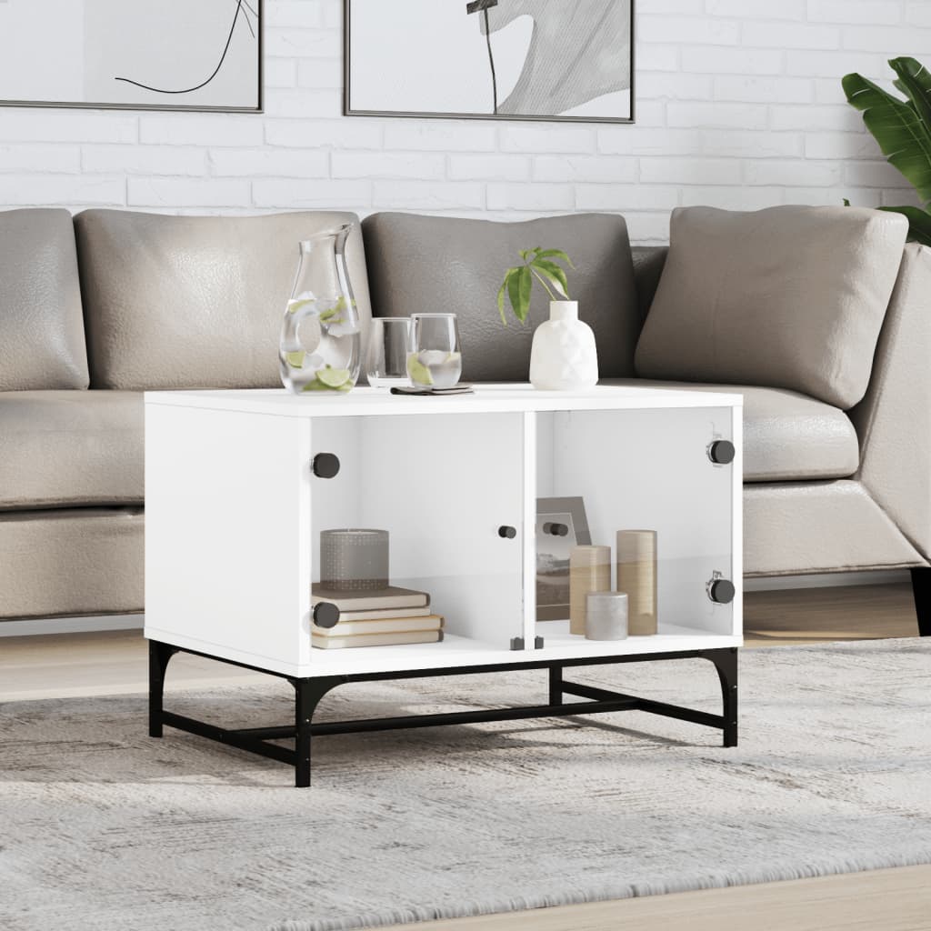 Salontafel Met Glazen Deuren 68,5X50X50 Cm