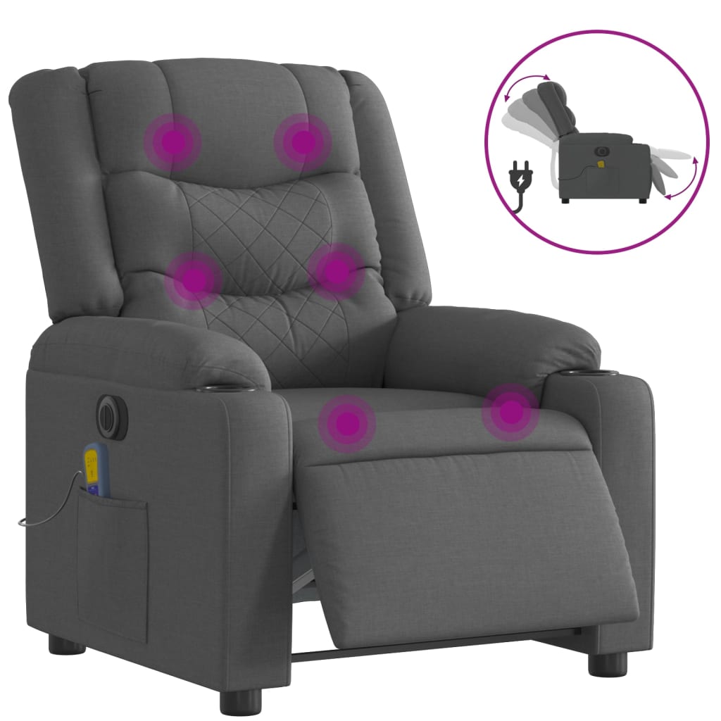 Massagestoel Stof Donkergrijs