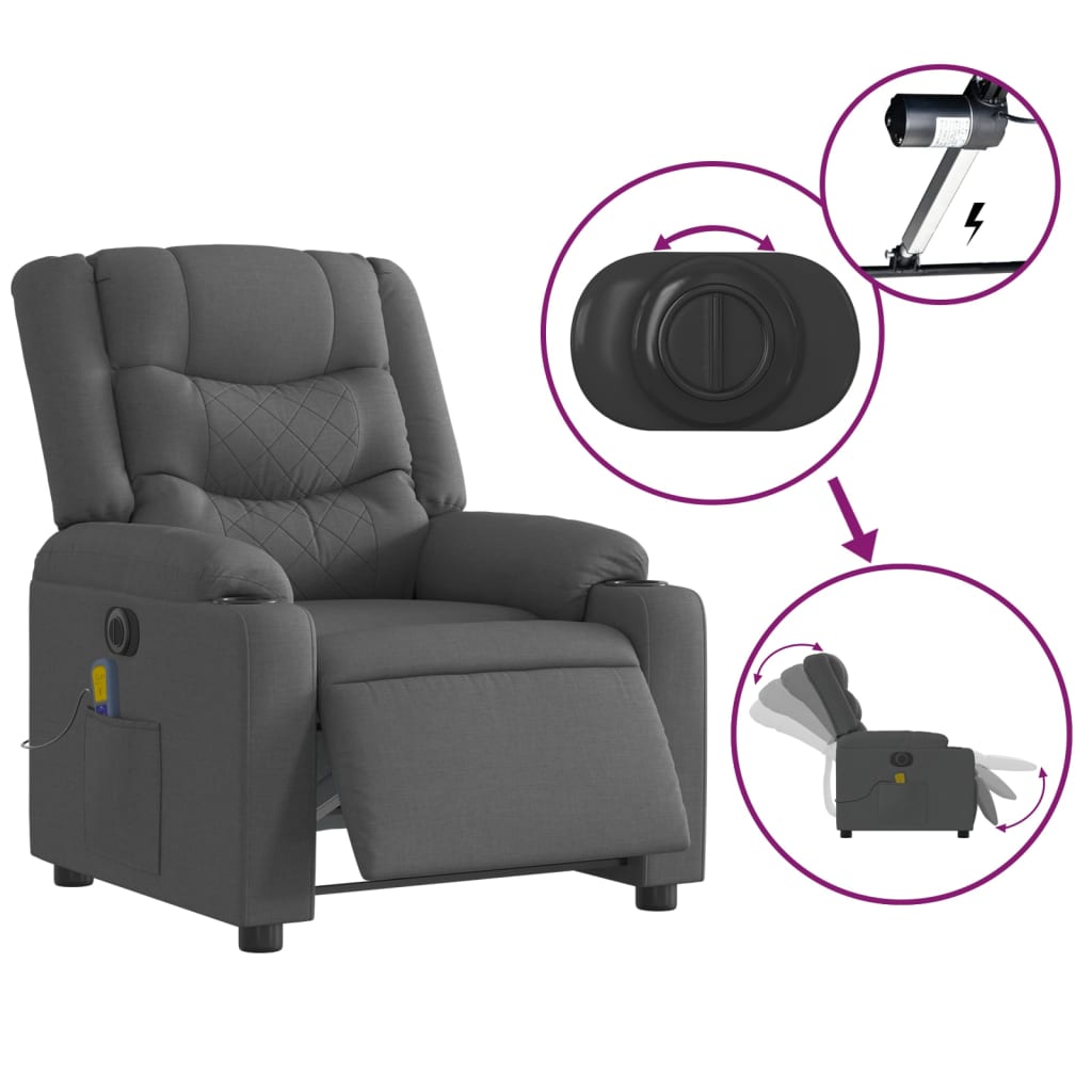 Massagestoel Stof Donkergrijs